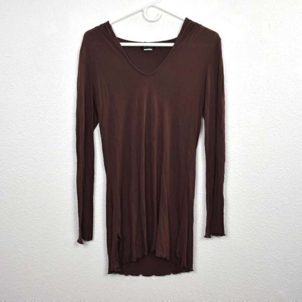 Athleta Long Sleeve w/Hood top Size Small Color Brown Gently Used‎ Condition - Picture 2 of 4